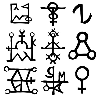 Set Of Icons And Symbols Letters Inspired On The Theme Of Magic And ...