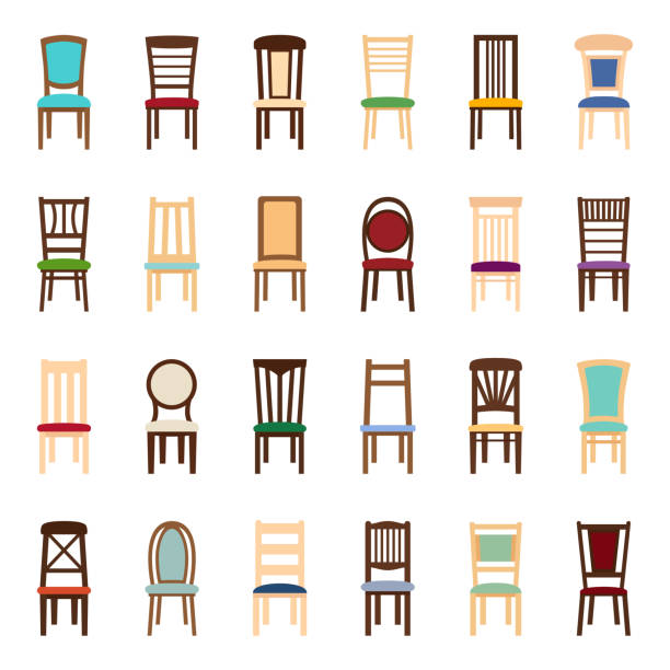 ●椅子のアイコンセット、ベクトルイラスト - 木製　椅子点のイラスト素材／クリップアート素材／マンガ素材／アイコン素材