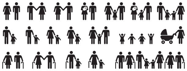 Set of icons of people. Set of icons of people in black. child symbols stock illustrations