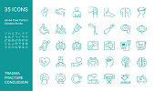 istock Set of icons of trauma, fracture, concussion. Editable vector stroke. 64x64 Pixel Perfect. 1299863671