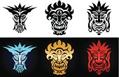 Set of trhee idols in color and black variants.