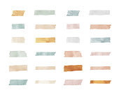 istock Set of illustrations of various colors and patterns of washi tape 1265980913