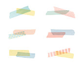 istock Set of illustrations of various colors and patterns of washi tape 1293561035