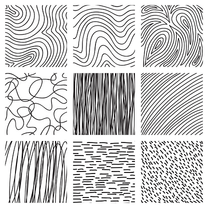 Set Of Ink Hand Drawn Hatch Texture Collection Of Vector Ink Lines ...