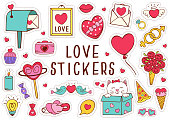 set of isolated love stickers part 2 - vector illustration, eps