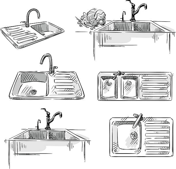 Royalty Free Dirty Dishes In Sink Clip Art, Vector Images