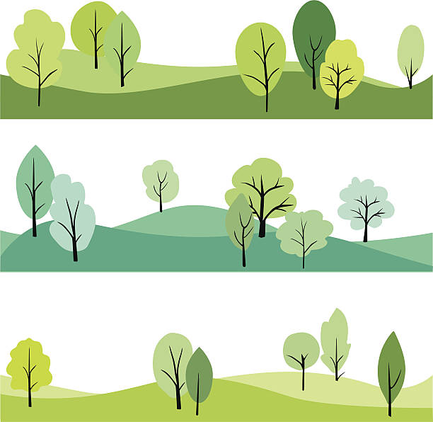 set of landscape with trees set of landscape with trees , vector illustration highland park stock illustrations