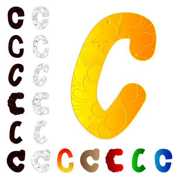 Royalty Free Cartoon Of The Fancy Letter C Clip Art Vector Images