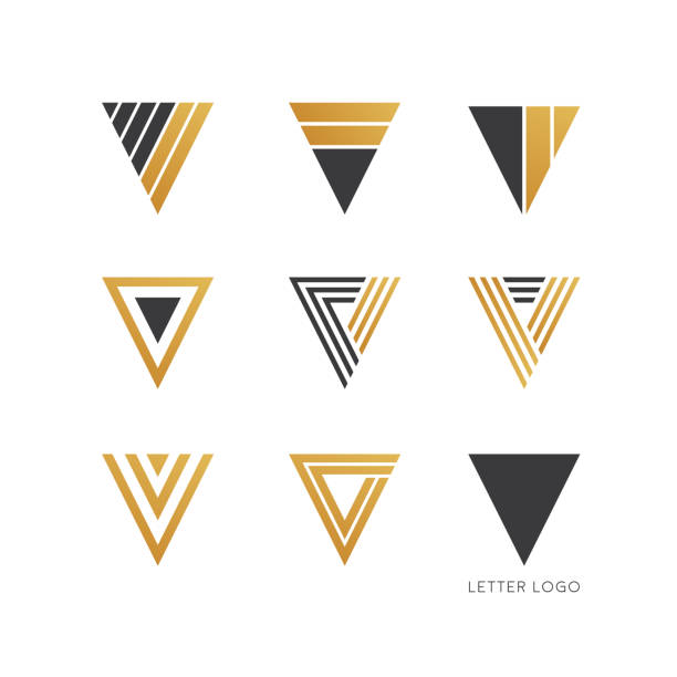 Set of letter V logo design Letter V, type logo design for business brand letter v stock illustrations