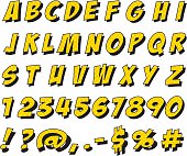 Set of letters and numbers in cartoon font - Illustration