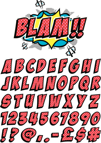 Set of letters and numbers in cartoon font