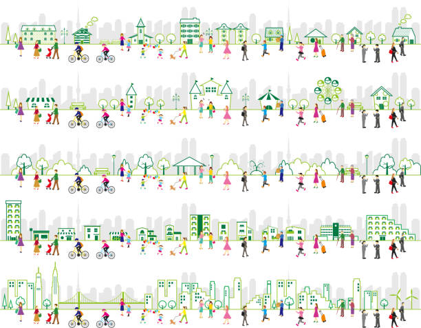 ライフスタイルの人々と都市イラストのイラストの一連 - 日本　都市点のイラスト素材／クリップアート素材／マンガ素材／アイコン素材