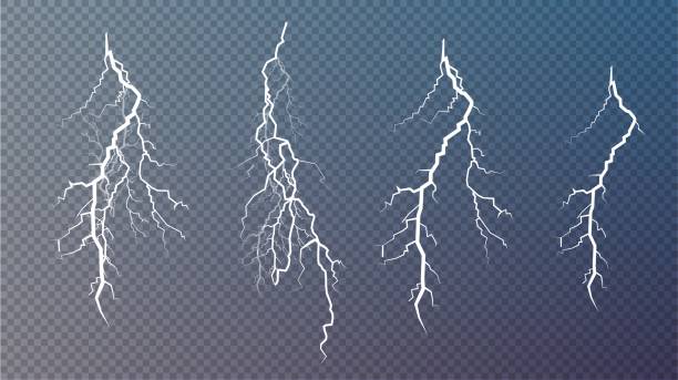 lightning'ler kümesi. sihirli ve parlak ışık efektleri - lightning stock illustrations