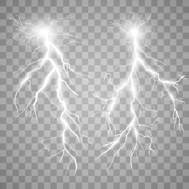 Set of lights Set of lights. Thunder-storm and lights. Magic and bright lighting effects. Vector Illustration lightning stock illustrations