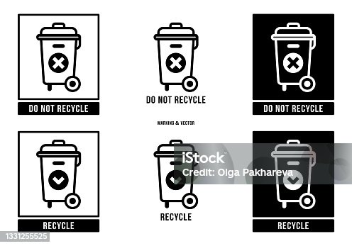 istock A set of manipulation symbols for packaging products and goods. Marking - Do not throw away! Special disposal required! Vector elements. 1331255525