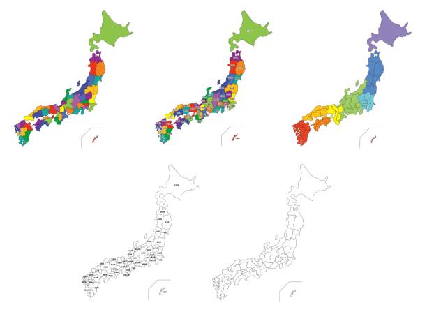 日本地図のセット - 日本地図点のイラスト素材／クリップアート素材／マンガ素材／アイコン素材