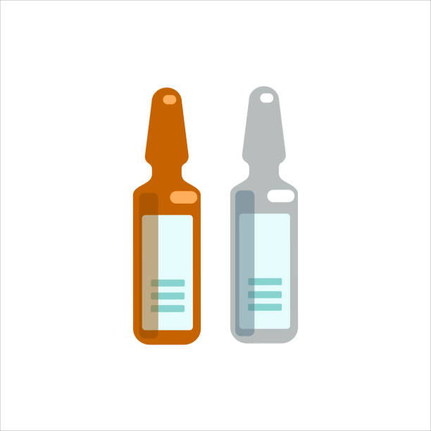 Set of medical ampoules icon vector flat illustration isolated on white background. Set of medical ampoules icon vector flat illustration isolated on white background. Medical equipment.  Design  for medical apps and websites, banner, card, pattern, logo ampoule stock illustrations