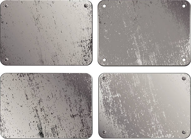 Set of metal plates Set of metal plates ; eps8;  linear gradient used; no transparency effects were used;  zip includes aics2, high res jpg; each object is on its own layer metal borders stock illustrations