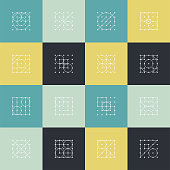 Set of Minimalism dot line pattern icon cover for design