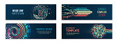 istock Set of modern banner templates for websites. Abstract social media cover design. Horizontal header web background. Visualization of data arrays, databases. Information flow, sorting. 1354933450