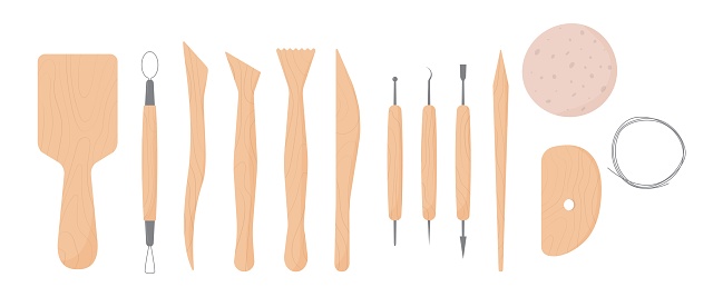 Set of modern pottery tools