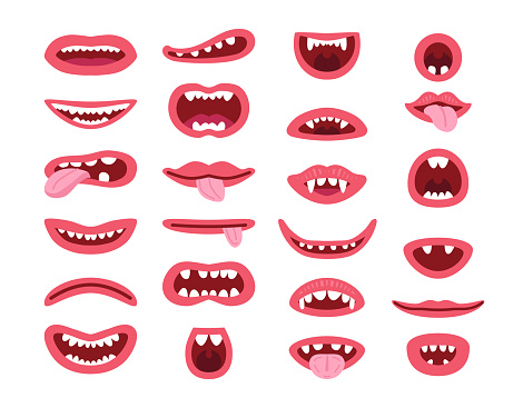 Set of monster s mouth in different poses.