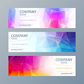 Set of colorful mosaic faceted web site banners templates.