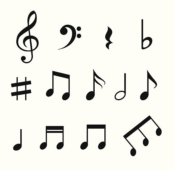 Set of music notes vector Set of music notes vector music clipart stock illustrations