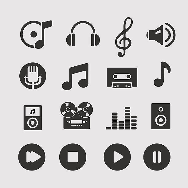 Set of Musical Symbols Set of Musical Symbols Eps 8 file Format mic stencil stock illustrations