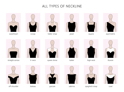 Set Of Neckline Types Stock Illustration - Download Image Now - iStock
