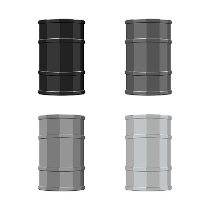 set of oil barrels, fuel tank, liquid container, flat style