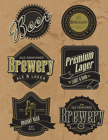 Set of old fashioned retro beer labels