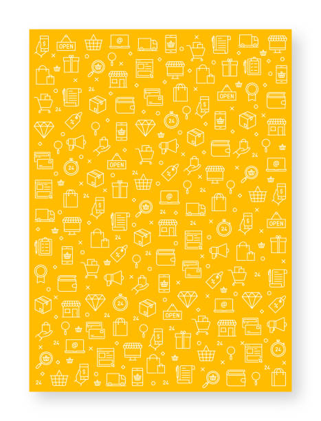 Set of Online Shopping Icons Vector Pattern Design Set of Online Shopping Icons Vector Pattern Design shopping backgrounds stock illustrations