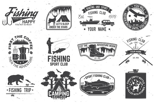 fishing hiking vintage collector patch set camping hunting 