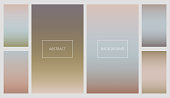 Set of pale colors gradients for smartphone screen backgrounds. Collection of neutral earth color soft vibrant wallpaper for mobile apps, ui design
