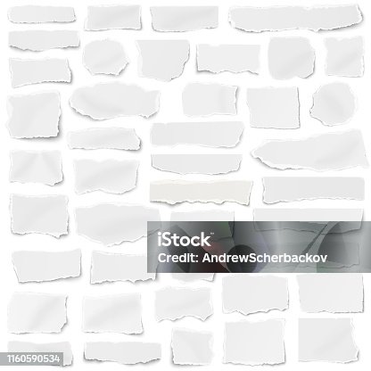 istock Set of paper different shapes fragments isolated on white background 1160590534