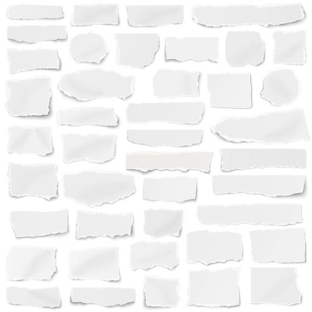 Set of paper different shapes fragments isolated on white background Set of paper different shapes fragments isolated on white background paper stock illustrations
