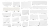 istock Set of paper different shapes ripped scraps, fragments, wisps isolated on white background 1210545223