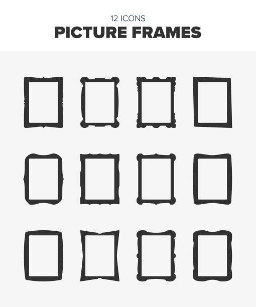 Set of picture frame illustrations 12 frame vectors for inserting photos or illustrations icon borders stock illustrations