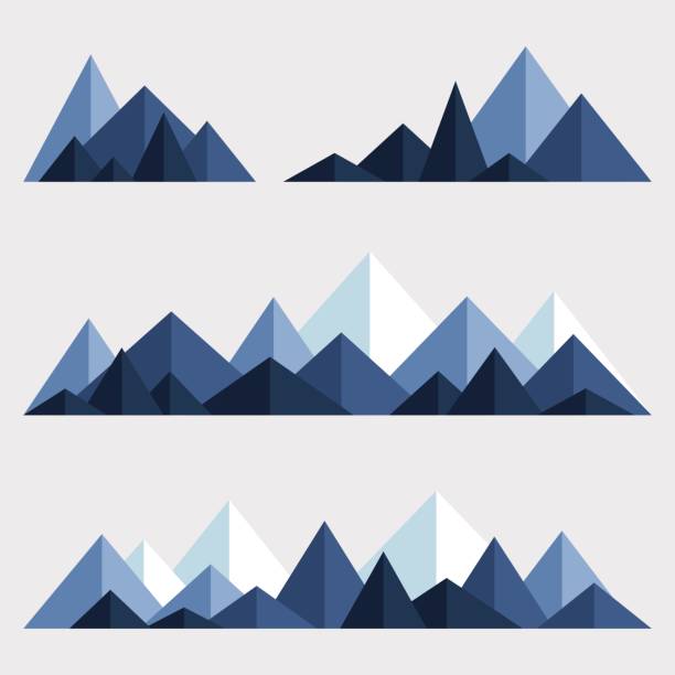 다각형 산 능선의 세트 - 산맥 stock illustrations