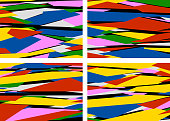 set of  pop-art  geometric  backgrounds