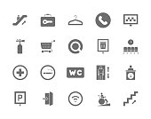 istock Set of Public Navigation Grey Icons. Hanger, Coffee, Toilet, Elevator and more. 1349027814