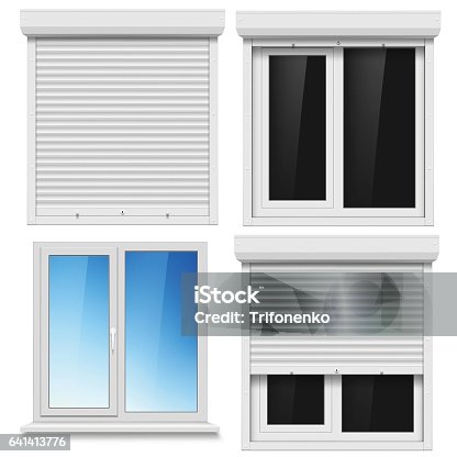 istock Set of PVC windows and metal roller blind 641413776