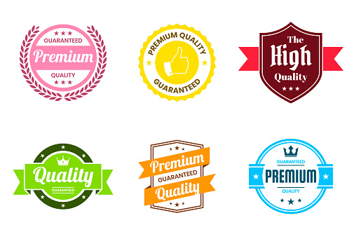 Set of "Quality" Colorful Badges and Labels - Design Elements