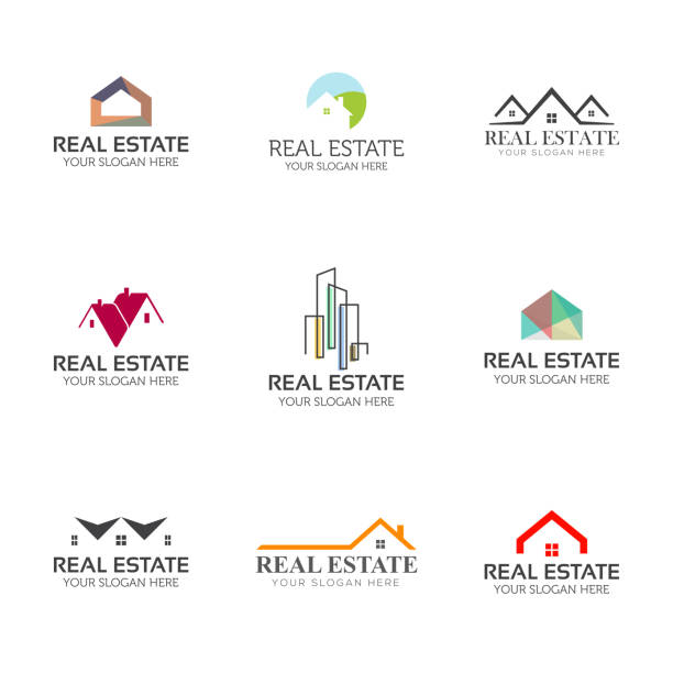 Set of real estate symbol templates. House, buildings, skyline creative abstract shapes for symbol design. modern house stock illustrations