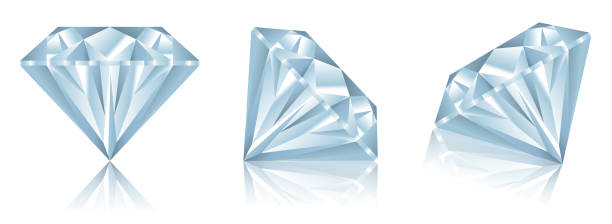 stockillustraties, clipart, cartoons en iconen met reeks realistische diamanten met bezinning of realistische diamanten met divers meningsconcept. eps 10 vector, eenvoudig aan te passen - diamant ring display
