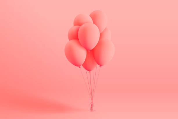 一套現實的墊氦氣球漂浮在粉紅色的背景。向量3d 氣球為生日, 党, 婚禮或宣傳橫幅或海報。生動的插圖, 柔和的色彩。 - 舞會 插圖 幅插畫檔、美工圖案、卡通及圖標