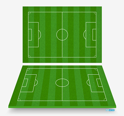 set of realistic soccer football field or field football stadium.