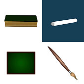 Set of different school supplies, Vector illustration