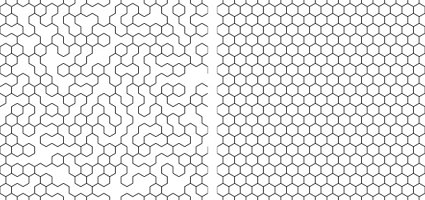 set of  seamless contour  hexagon background